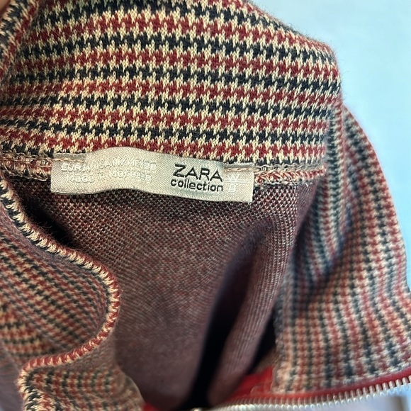 Zara Retro 1/4 zip Houndstooth Mod Fitted Longsleeve Dress FALLL🍂🍂 - Picture 4 of 4